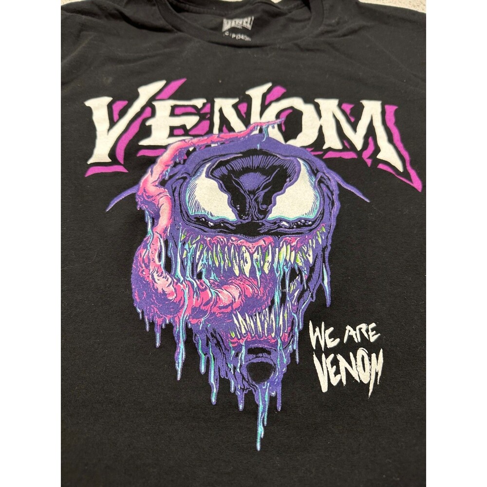 Marvel Venom T-Shirt Kids Youth XL Boys S 34/36 Black Spider-Man Comic Graphic